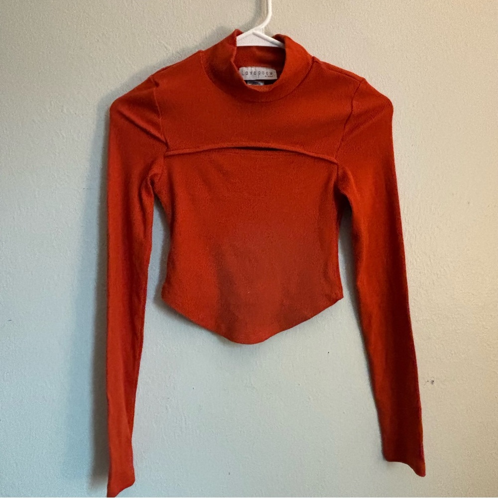 Topshop Vibrant Orange Long Sleeve Top